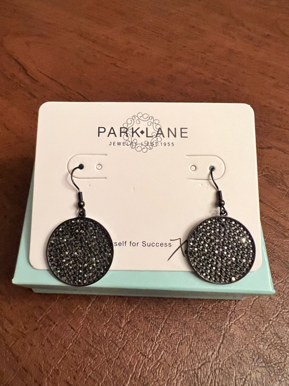 Park Lane HENDRIX Black Crystal Disc Drop Earrings, Hematite, Modern/Edgy | NWT - Picture 5 of 6